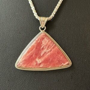 Rhodochrosite sterling silver pendant